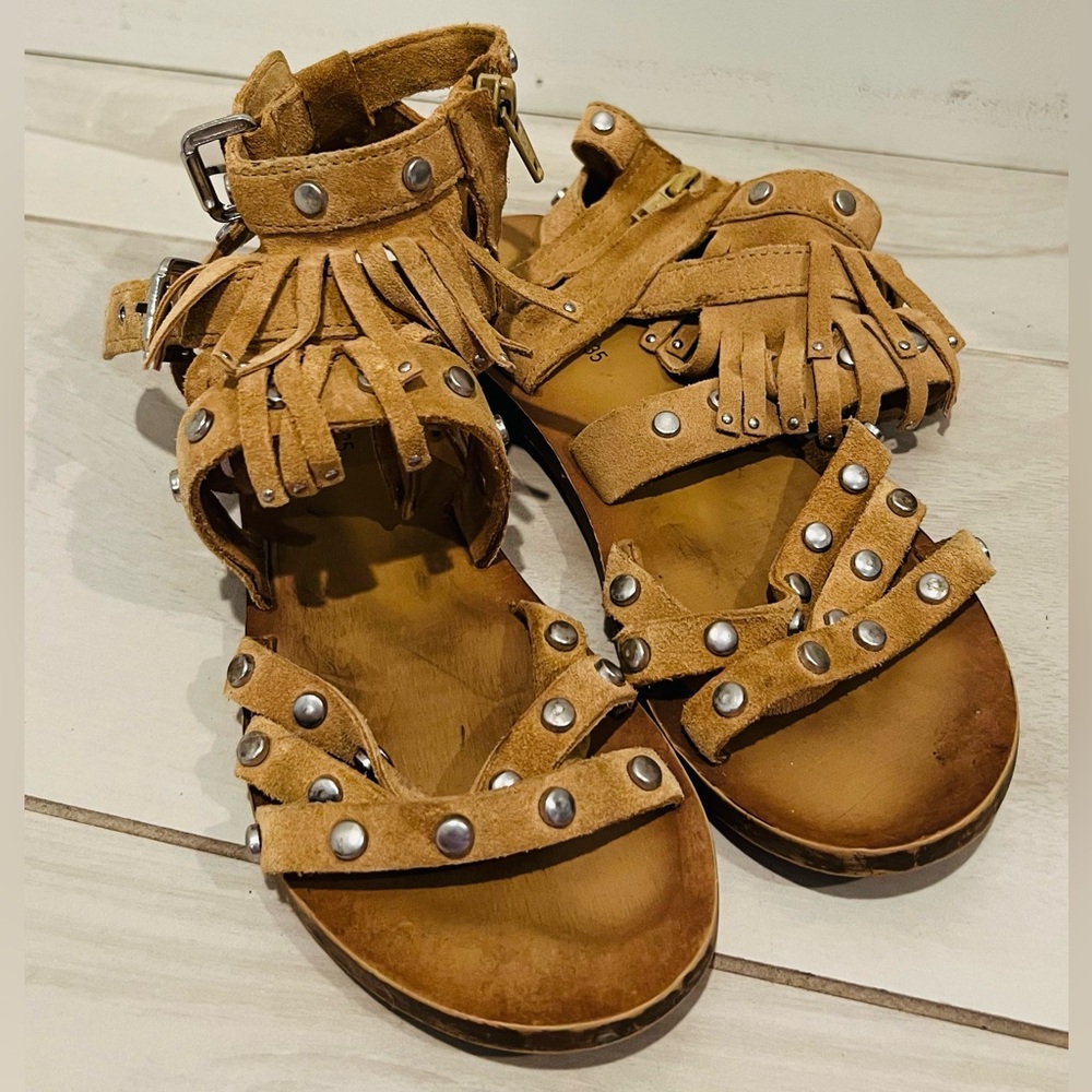 Zara Girls Leather Strapped Gladiator Sandals Girl sz. 35 US 3.5 (9-10 Years)